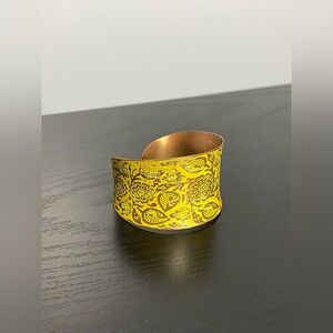 Vintage Yellow Floral Patina Copper Ring